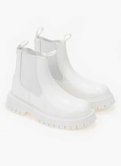 Ολοκαίνουργιο 🛒 The Fashion Project Μποτάκια αστραγάλου Chelsea - Λευκό ⌛ -Μποτάκια Κατάστημα isia mpotakia astragalou me lastixo 98963 482c