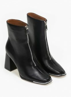 Εκπτωση ⭐ The Fashion Project Μποτάκια καρέ με μεταλλικό φερμουάρ - Μαύρο 😀 -Μποτάκια Κατάστημα kare mpotinia me metalliko fermouar 95977 raj9