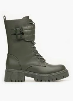 Προώθηση 🔥 The Fashion Project Αρβυλάκια με καπιτονέ λεπτομέρεια - Χακί 🥰 -Μποτάκια Κατάστημα mat arvulakia me kapitone leptomereia 95367 d1be