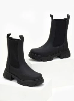 Το φθηνότερο 🌟 The Fashion Project Μποτάκια Chelsea σε ματ χρώματα - Μαύρο 😍 -Μποτάκια Κατάστημα mat chelsea mpotakia me lastixo 95129 s3i4