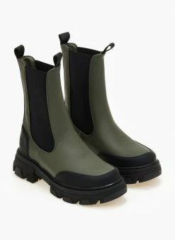 Αγορά 🎁 The Fashion Project Μποτάκια Chelsea σε ματ χρώματα - Χακί 😉 -Μποτάκια Κατάστημα mat chelsea mpotakia me lastixo 95130 yos6