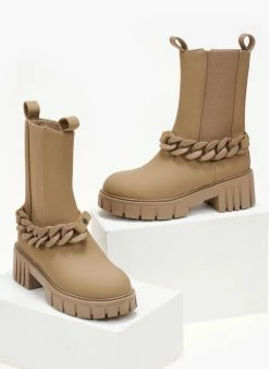 ΧΟΝΔΡΙΚΟ ΕΜΠΟΡΙΟ 🔥 The Fashion Project Μποτάκια Chelsea ματ με αλυσίδα - Πούρο ✔️ -Μποτάκια Κατάστημα mat mpotakia me alusida 105885 4oh2