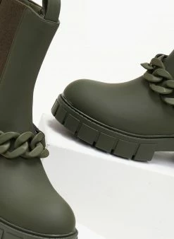 Ολοκαίνουργιο ⌛ The Fashion Project Μποτάκια Chelsea ματ με αλυσίδα - Λαδί 👍 -Μποτάκια Κατάστημα mat mpotakia me alusida 105886 9l4y