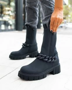 Best Pirce 👍 The Fashion Project Μποτάκια Chelsea ματ με αλυσίδα - Μαύρο 🎁 -Μποτάκια Κατάστημα mat mpotakia me alusida 95298 dnz4
