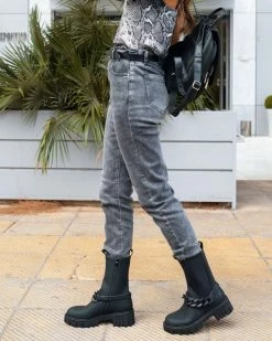 Best Pirce 👍 The Fashion Project Μποτάκια Chelsea ματ με αλυσίδα - Μαύρο 🎁 -Μποτάκια Κατάστημα mat mpotakia me alusida 95298 lgpc