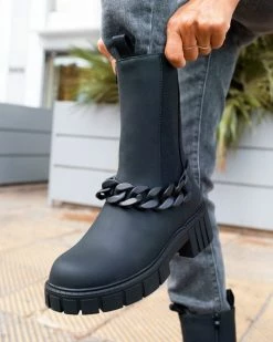 Best Pirce 👍 The Fashion Project Μποτάκια Chelsea ματ με αλυσίδα - Μαύρο 🎁 -Μποτάκια Κατάστημα mat mpotakia me alusida 95298 wkxv