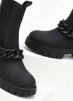 Best Pirce 👍 The Fashion Project Μποτάκια Chelsea ματ με αλυσίδα - Μαύρο 🎁 -Μποτάκια Κατάστημα mat mpotakia me alusida 95298 zhc3