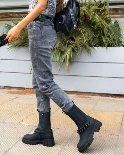 Best Pirce 👍 The Fashion Project Μποτάκια Chelsea ματ με αλυσίδα - Μαύρο 🎁 -Μποτάκια Κατάστημα mat mpotakia me alusida 95298 zv1i