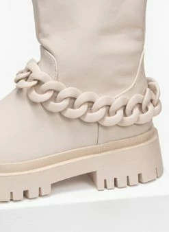 Κουπόνι 🎁 The Fashion Project Μποτάκια Biker ματ με αλυσίδα - Μπεζ ✔️ -Μποτάκια Κατάστημα mat mpotakia me alusida sto idio xrwma 95759 up0u