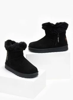 Νέος ⌛ The Fashion Project Μποτάκια με γούνα και φερμουάρ - Μαύρο 🥰 -Μποτάκια Κατάστημα mpotakia apres ski me fermouar 108745 6lrp