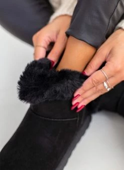 Νέος ⌛ The Fashion Project Μποτάκια με γούνα και φερμουάρ - Μαύρο 🥰 -Μποτάκια Κατάστημα mpotakia apres ski me fermouar 108745 kpha