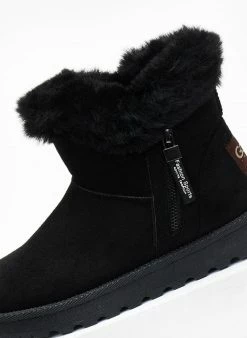 Νέος ⌛ The Fashion Project Μποτάκια με γούνα και φερμουάρ - Μαύρο 🥰 -Μποτάκια Κατάστημα mpotakia apres ski me fermouar 108745 w4s2