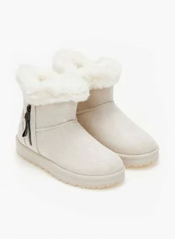 Νέος 🔥 The Fashion Project Μποτάκια με γούνα και φερμουάρ - Μπεζ 🤩 -Μποτάκια Κατάστημα mpotakia apres ski me fermouar 108746 syfo