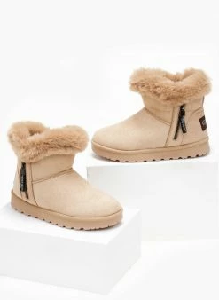 Προώθηση ⭐ The Fashion Project Μποτάκια με γούνα και φερμουάρ - Κάμελ 🔔 -Μποτάκια Κατάστημα mpotakia apres ski me fermouar 108747 1rui