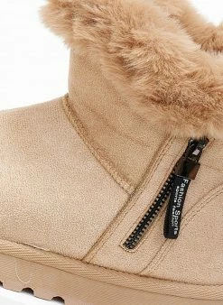 Προώθηση ⭐ The Fashion Project Μποτάκια με γούνα και φερμουάρ - Κάμελ 🔔 -Μποτάκια Κατάστημα mpotakia apres ski me fermouar 108747 e2cg