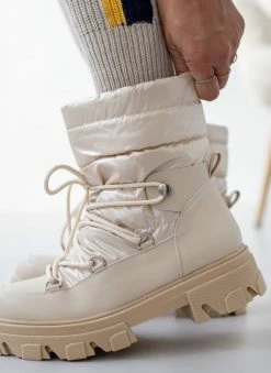 Αγορά 🤩 The Fashion Project Μποτάκια φουσκωτά με Chunky σόλα - Μπεζ ✔️ -Μποτάκια Κατάστημα mpotakia apres ski me kapitone ufasma 107208 43pf