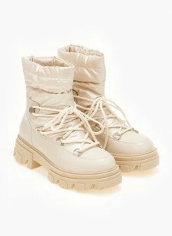 Αγορά 🤩 The Fashion Project Μποτάκια φουσκωτά με Chunky σόλα - Μπεζ ✔️ -Μποτάκια Κατάστημα mpotakia apres ski me kapitone ufasma 107208 885r