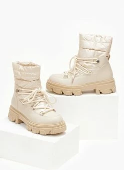Αγορά 🤩 The Fashion Project Μποτάκια φουσκωτά με Chunky σόλα - Μπεζ ✔️ -Μποτάκια Κατάστημα mpotakia apres ski me kapitone ufasma 107208 ub2k