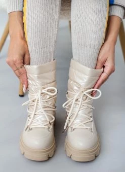 Αγορά 🤩 The Fashion Project Μποτάκια φουσκωτά με Chunky σόλα - Μπεζ ✔️