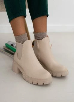 Νέος 🔔 The Fashion Project Μποτάκια αστραγάλου με Chunky σόλα - Μπεζ 😀