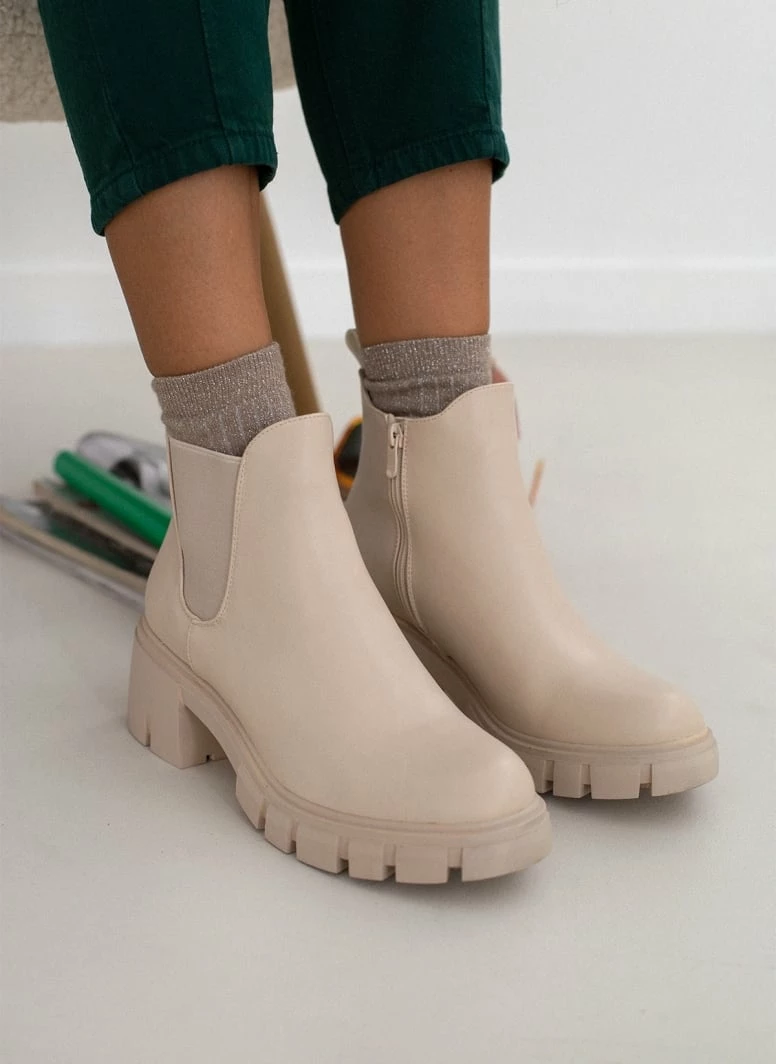 Νέος 🔔 The Fashion Project Μποτάκια αστραγάλου με Chunky σόλα - Μπεζ 😀 3 Νέος 🔔 The Fashion Project Μποτάκια αστραγάλου με Chunky σόλα - Μπεζ 😀