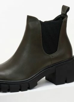 Νέος 🌟 The Fashion Project Μποτάκια αστραγάλου με Chunky σόλα - Λαδί 😍 -Μποτάκια Κατάστημα mpotakia astragalou me chunky sola 106094 regy