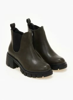 Νέος 🌟 The Fashion Project Μποτάκια αστραγάλου με Chunky σόλα - Λαδί 😍 -Μποτάκια Κατάστημα mpotakia astragalou me chunky sola 106094 uwp7