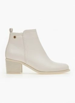 Ολοκαίνουργιο 🌟 The Fashion Project Μποτάκια αστραγάλου με εξωτερική ραφή - Μπεζ 🛒