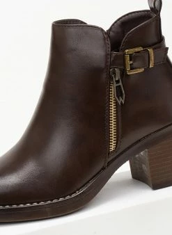 Πολύ καλή προσφορά 🎁 The Fashion Project Μποτάκια αστραγάλου με εξωτερικό φερμουάρ - Καφέ 🔥 -Μποτάκια Κατάστημα mpotakia astragalou me ekswteriko fermouar 105901 5jdy