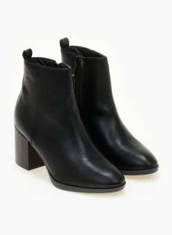 Best Pirce 😍 The Fashion Project Μποτάκια αστραγάλου με κάθετη ραφή - Μαύρο 🧨 -Μποτάκια Κατάστημα mpotakia astragalou me katheti rafi 106112 43hr