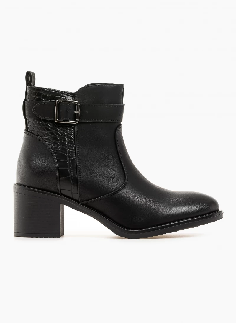 Το φθηνότερο ❤️ The Fashion Project Μποτάκια αστραγάλου με κροκό λεπτομέρεια - Μαύρο 👍 3 Το φθηνότερο ❤️ The Fashion Project Μποτάκια αστραγάλου με κροκό λεπτομέρεια - Μαύρο 👍