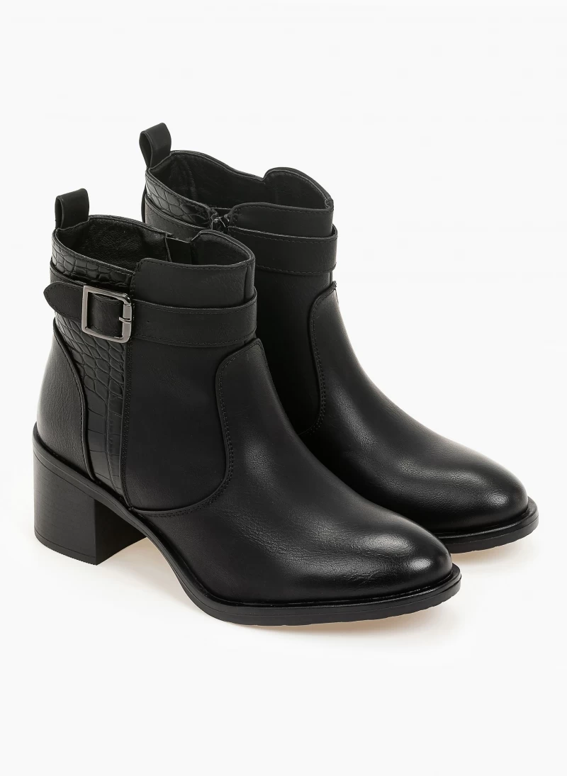 Το φθηνότερο ❤️ The Fashion Project Μποτάκια αστραγάλου με κροκό λεπτομέρεια - Μαύρο 👍 6 Το φθηνότερο ❤️ The Fashion Project Μποτάκια αστραγάλου με κροκό λεπτομέρεια - Μαύρο 👍 - Image 4