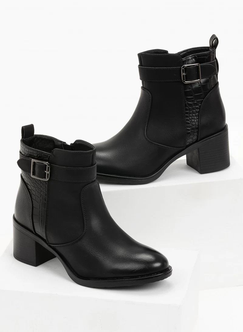 Το φθηνότερο ❤️ The Fashion Project Μποτάκια αστραγάλου με κροκό λεπτομέρεια - Μαύρο 👍 4 Το φθηνότερο ❤️ The Fashion Project Μποτάκια αστραγάλου με κροκό λεπτομέρεια - Μαύρο 👍 - Image 2