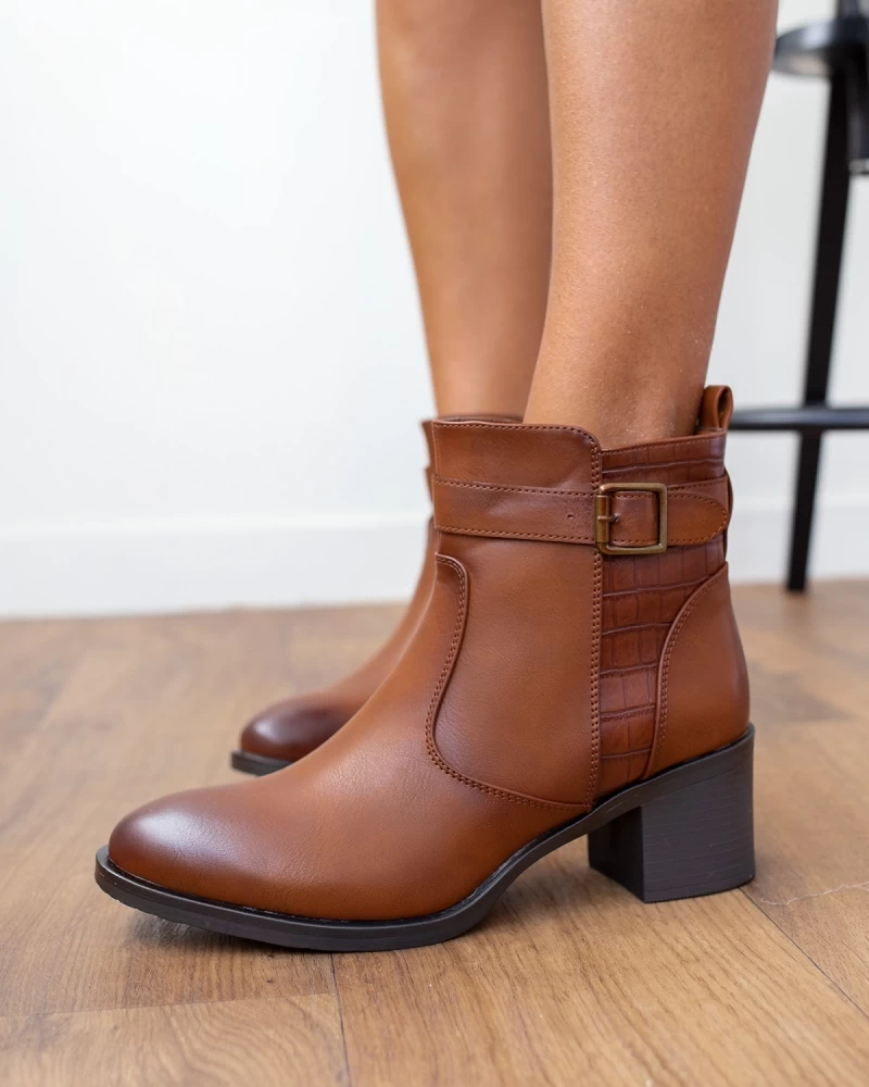 Τοπ 10 ⭐ The Fashion Project Μποτάκια αστραγάλου με κροκό λεπτομέρεια - Ταμπά 👍 3 Τοπ 10 ⭐ The Fashion Project Μποτάκια αστραγάλου με κροκό λεπτομέρεια - Ταμπά 👍