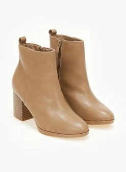 Πολύ καλή προσφορά ❤️ The Fashion Project Μποτάκια αστραγάλου με ξύλινο τακούνι - Πούρο ⌛ -Μποτάκια Κατάστημα mpotakia astragalou me ksulino takouni 107246 au8k