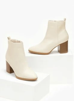 ΧΟΝΔΡΙΚΟ ΕΜΠΟΡΙΟ 🎁 The Fashion Project Μποτάκια αστραγάλου με ξύλινο τακούνι - Ζαχαρί ✔️ -Μποτάκια Κατάστημα mpotakia astragalou me ksulino takouni 107247 60uv