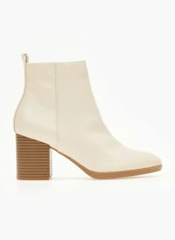ΧΟΝΔΡΙΚΟ ΕΜΠΟΡΙΟ 🎁 The Fashion Project Μποτάκια αστραγάλου με ξύλινο τακούνι - Ζαχαρί ✔️