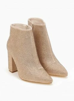 Εξοδος 🎁 The Fashion Project Μποτάκια αστραγάλου με Strass - Χρυσό ❤️ -Μποτάκια Κατάστημα mpotakia astragalou me strass 107066 kkjh