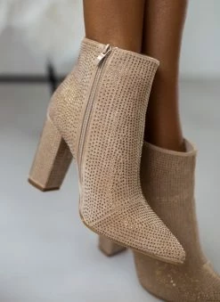 Εξοδος 🎁 The Fashion Project Μποτάκια αστραγάλου με Strass - Χρυσό ❤️ -Μποτάκια Κατάστημα mpotakia astragalou me strass 107066 t499