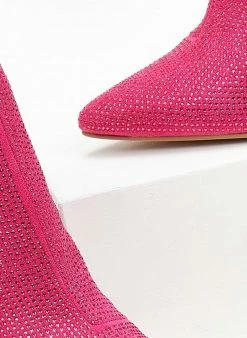 Αγορά 🥰 The Fashion Project Μποτάκια αστραγάλου με Strass - Φούξια 🤩 -Μποτάκια Κατάστημα mpotakia astragalou me strass 107067 2ntx