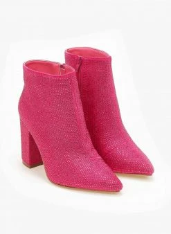 Αγορά 🥰 The Fashion Project Μποτάκια αστραγάλου με Strass - Φούξια 🤩 -Μποτάκια Κατάστημα mpotakia astragalou me strass 107067 fexh