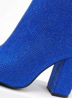 Φτηνός ❤️ The Fashion Project Μποτάκια αστραγάλου με Strass - Μπλε 🤩 -Μποτάκια Κατάστημα mpotakia astragalou me strass 107068 svv3
