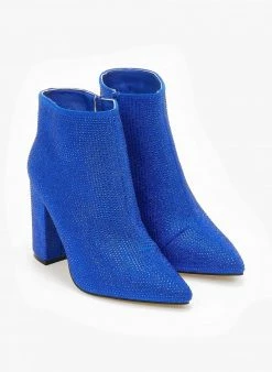 Φτηνός ❤️ The Fashion Project Μποτάκια αστραγάλου με Strass - Μπλε 🤩 -Μποτάκια Κατάστημα mpotakia astragalou me strass 107068 whw3