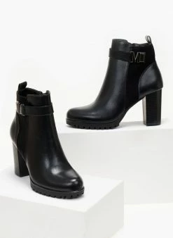 Ολοκαίνουργιο 😍 The Fashion Project Μποτάκια αστραγάλου με Suede λεπτομέρεια - Μαύρο 🛒 -Μποτάκια Κατάστημα mpotakia astragalou me suede leptomereia 105765 ss6a