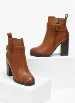 Flash Sale ✔️ The Fashion Project Μποτάκια αστραγάλου με ζωνάκι - Ταμπά ✨ -Μποτάκια Κατάστημα mpotakia astragalou me zwnaki 108872 1162