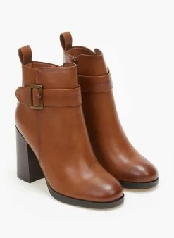 Flash Sale ✔️ The Fashion Project Μποτάκια αστραγάλου με ζωνάκι - Ταμπά ✨ -Μποτάκια Κατάστημα mpotakia astragalou me zwnaki 108872 kfiu