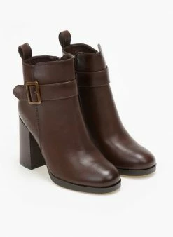 Εξοδος 🛒 The Fashion Project Μποτάκια αστραγάλου με ζωνάκι - Καφέ 🔥 -Μποτάκια Κατάστημα mpotakia astragalou me zwnaki 108873 pl92