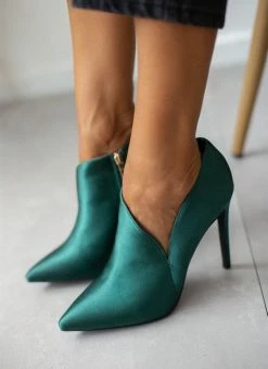 Προϋπολογισμός 🔔 TFP Μποτάκια αστραγάλου σατέν με άνοιγμα - Σμαραγδί 🎉 -Μποτάκια Κατάστημα mpotakia astragalou saten me anoigma 105758 kmkk