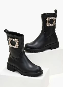 Κουπόνι 🤩 The Fashion Project Μποτάκια Casual με πέτρες - Μαύρο 👍 -Μποτάκια Κατάστημα mpotakia casual me petres 105742 5vxa