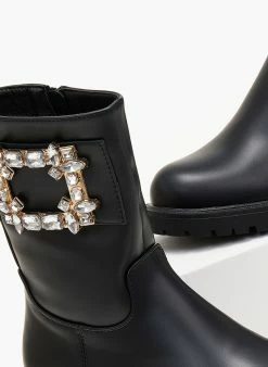 Κουπόνι 🤩 The Fashion Project Μποτάκια Casual με πέτρες - Μαύρο 👍 -Μποτάκια Κατάστημα mpotakia casual me petres 105742 sv0u